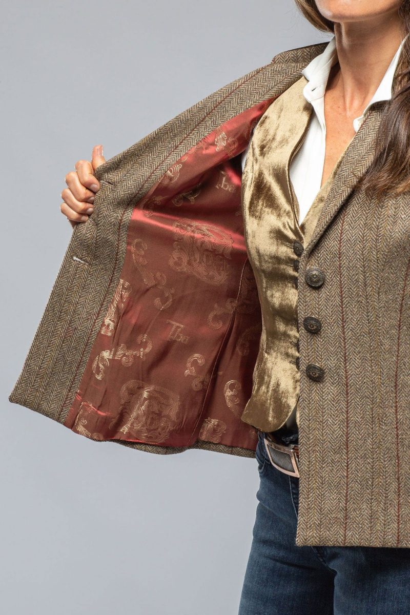 t ba ribbons tweed jkt w khaki velvet details ladies tailored sport coats axels vail 39402752868586