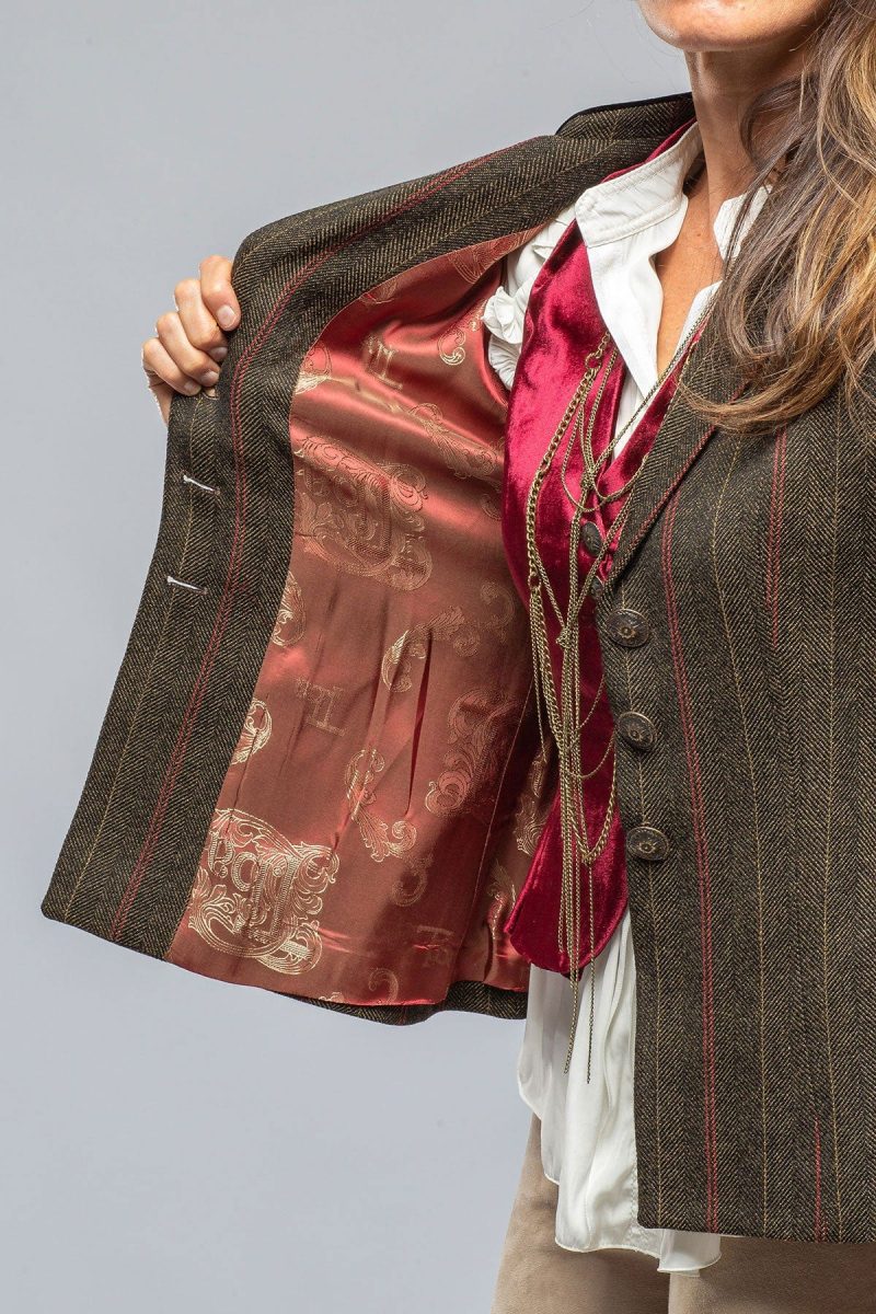 t ba ribbons tweed jkt w wine velvet details ladies tailored sport coats axels vail 39402751918314