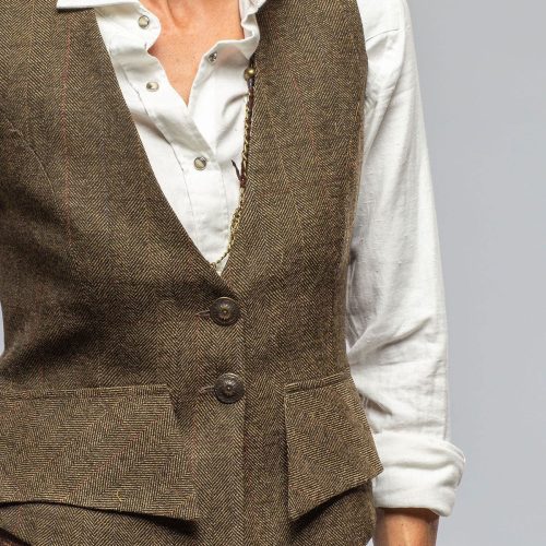 t ba sonnet vest in herringbone tweed ladies tailored vests axels vail 40287563809002