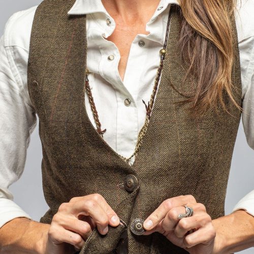 t ba sonnet vest in herringbone tweed ladies tailored vests axels vail 40287563940074