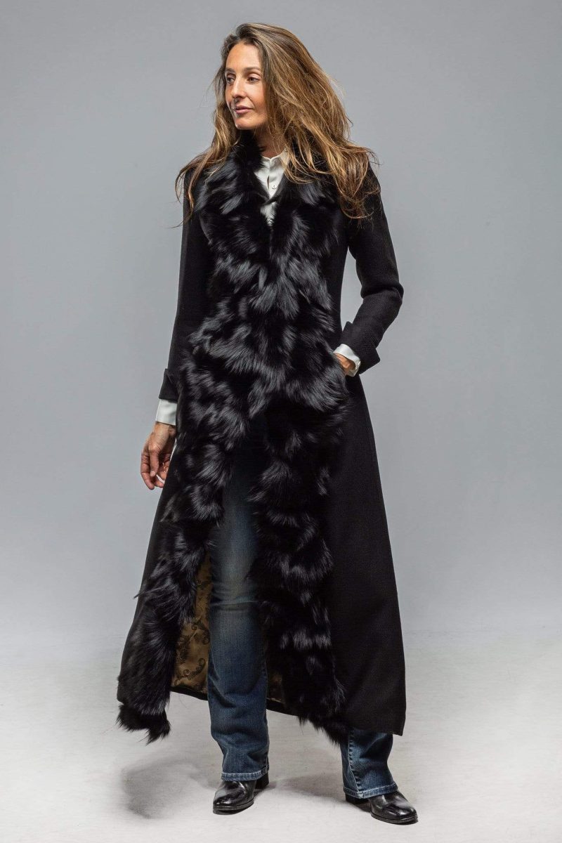 t ba st petersburg long fur trimmed coat in black ladies tailored jackets axels vail 29918498947261