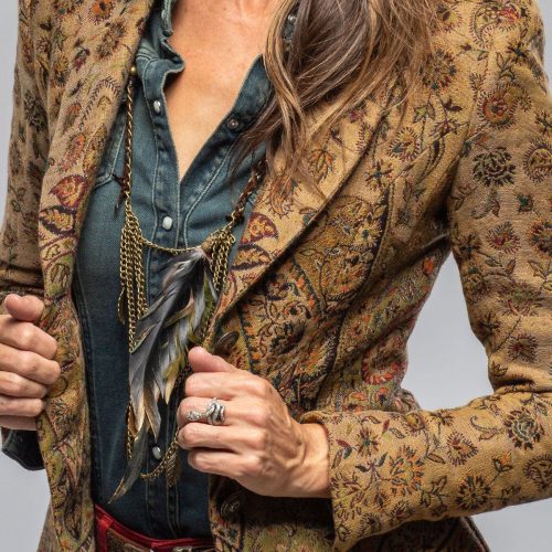 t ba sullavan jacket in green paisley jacquard ladies tailored jackets axels vail 40287565742314