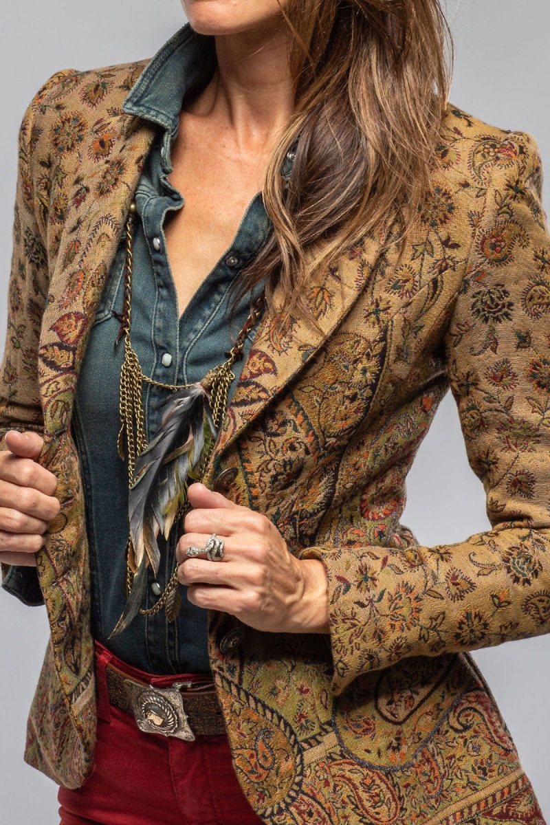 t ba sullavan jacket in green paisley jacquard ladies tailored jackets axels vail 40287565742314