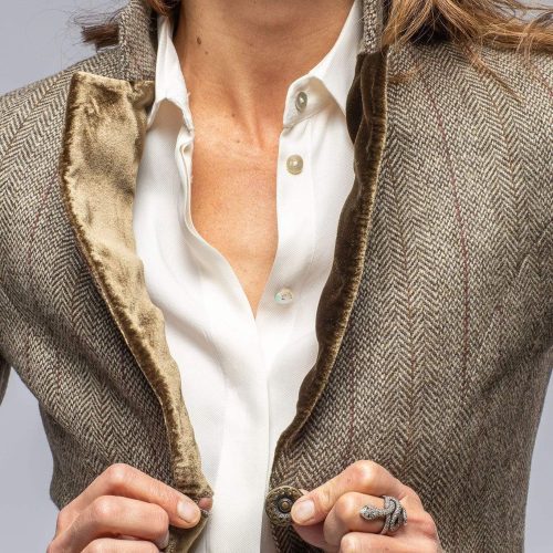 t ba sullavan tweed jacket in khaki ladies tailored jackets axels vail 30707557531837