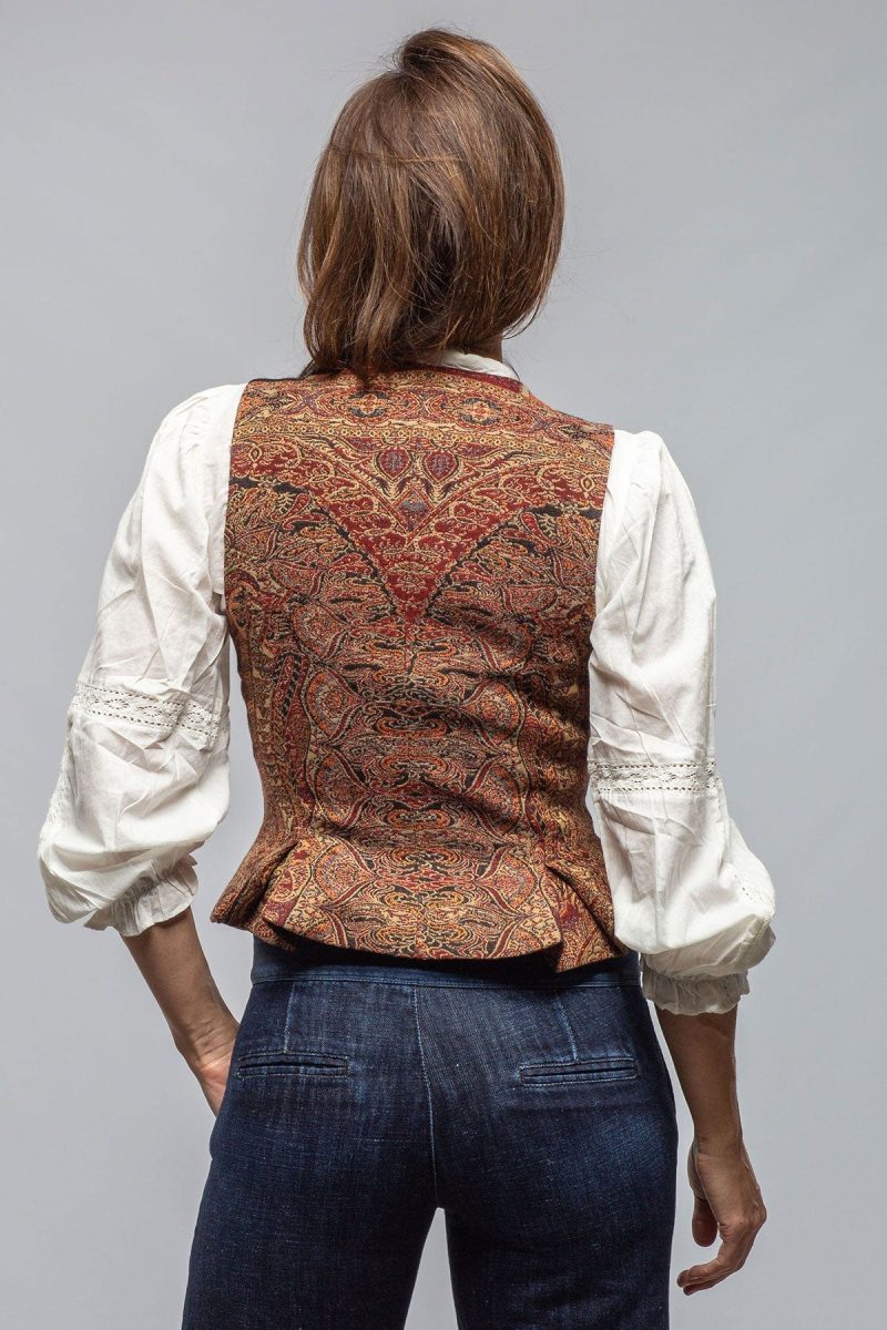 t ba tavira paisley jacquard vest in burgundy ladies tailored vests axels vail 40558979416298