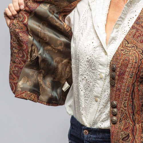 t ba tavira paisley jacquard vest in burgundy ladies tailored vests axels vail 40558979678442