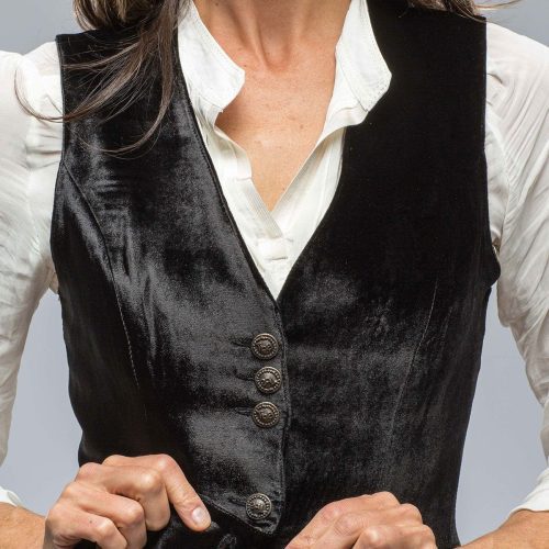 t ba tavira velvet front vest in black ladies tailored vests axels vail 39402759880938