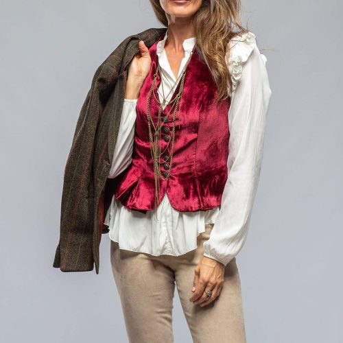 t ba tavira velvet front vest in wine ladies tailored vests axels vail 39402758766826