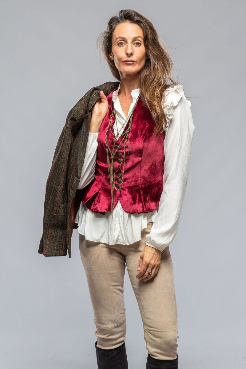 t ba tavira velvet front vest in wine ladies tailored vests axels vail 39402758766826