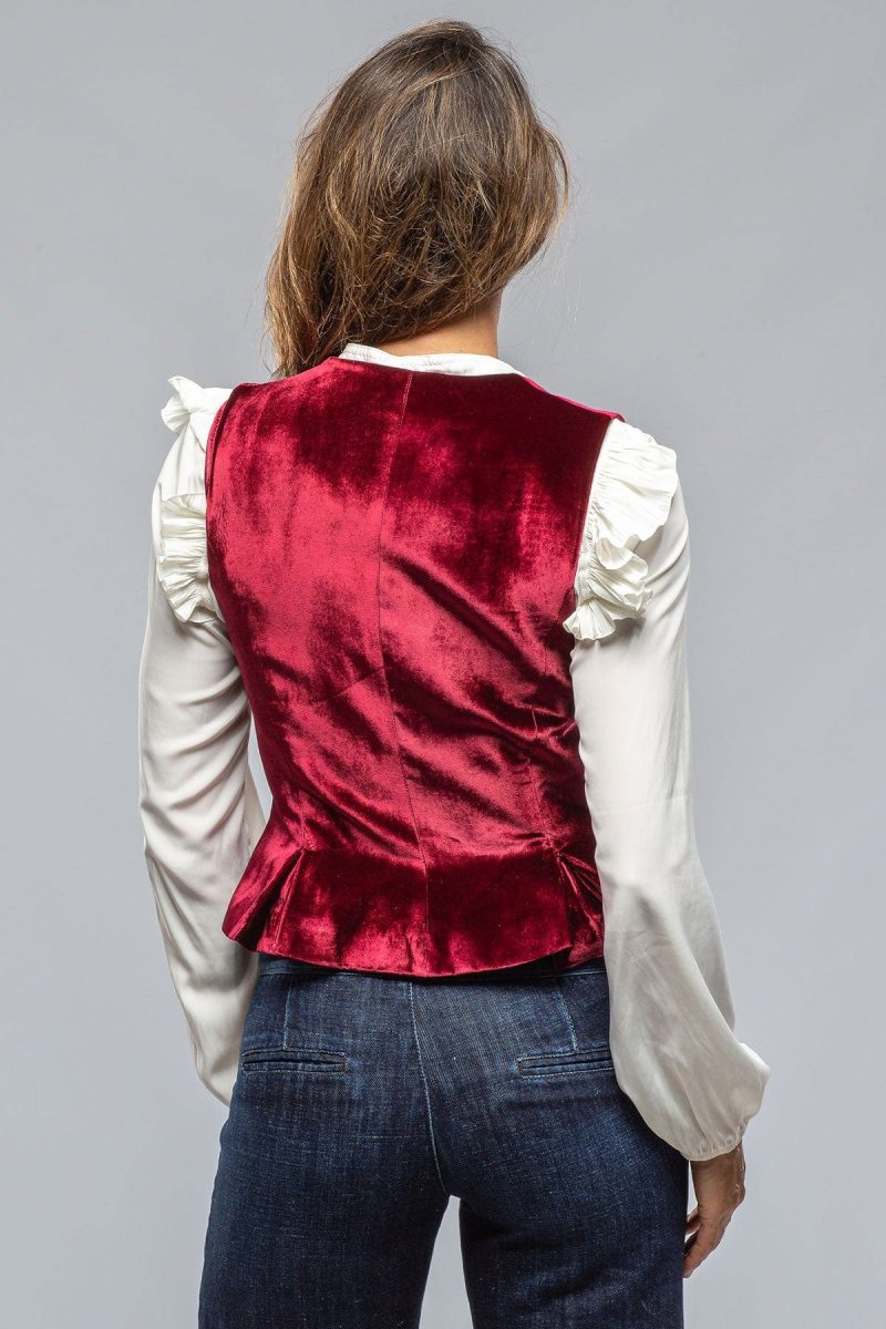 t ba tavira velvet front vest in wine ladies tailored vests axels vail 39402758799594