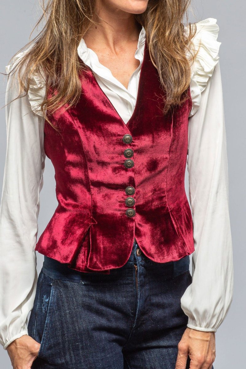 t ba tavira velvet front vest in wine ladies tailored vests axels vail 39402758832362