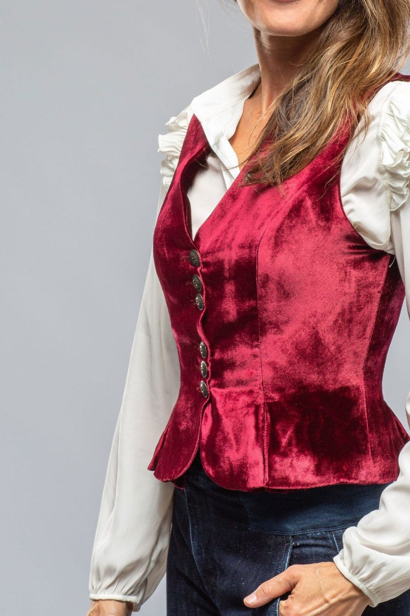 t ba tavira velvet front vest in wine ladies tailored vests axels vail 39402758865130