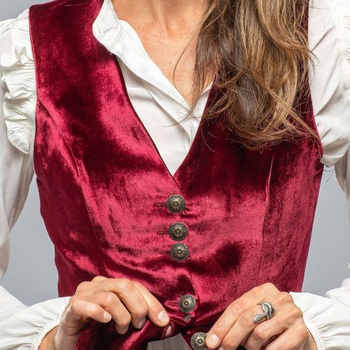 t ba tavira velvet front vest in wine ladies tailored vests axels vail 39402758963434