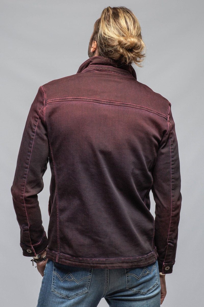 teleria zed chase denim jacket in bordeaux mens outerwear overshirts axels vail 40507364966634