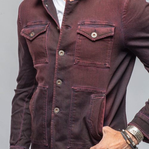 teleria zed chase denim jacket in bordeaux mens outerwear overshirts axels vail 40507365097706