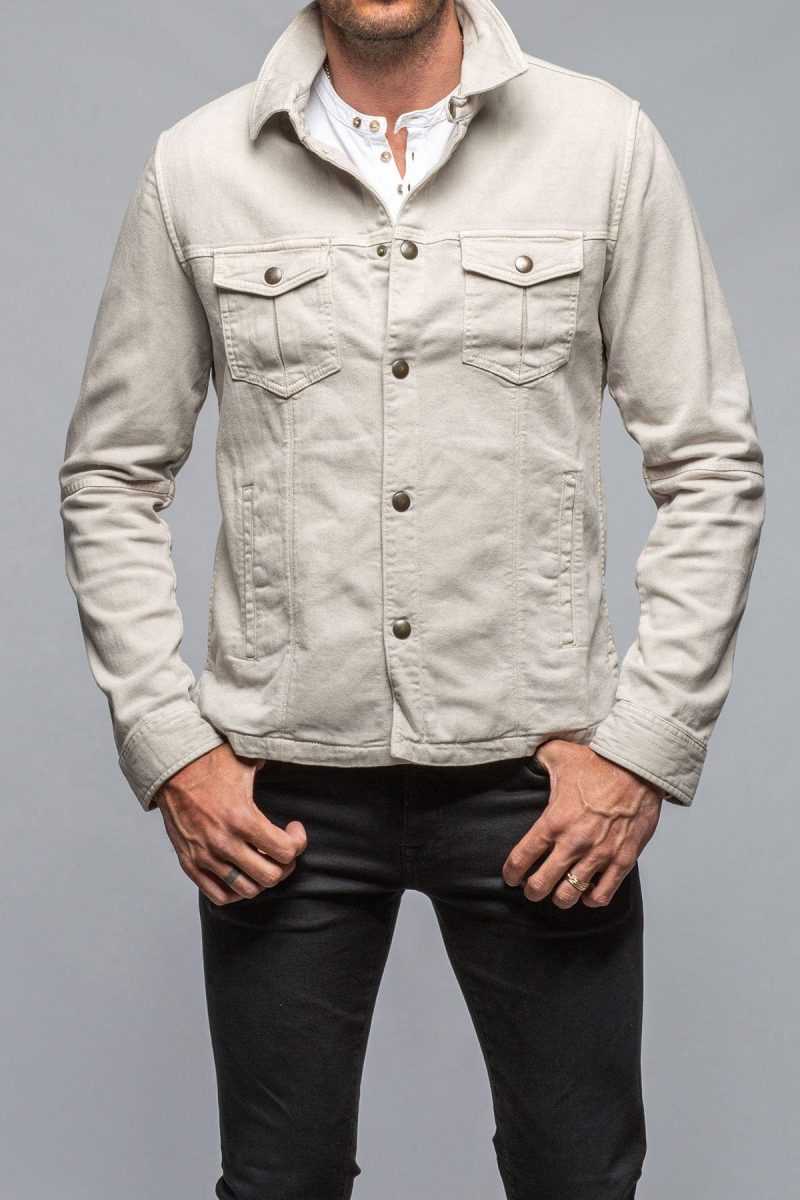 teleria zed leland linen trucker in sasso mens outerwear overshirts axels vail 40131515384042