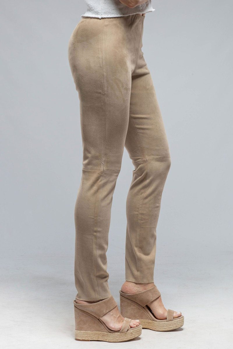 via masini 80 tania stretch suede pant in beige ladies pants axels vail 37011681607914