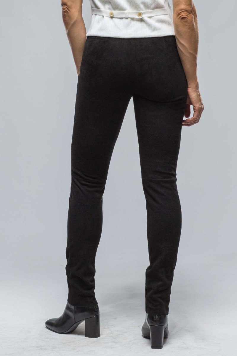 via masini 80 tania stretch suede pant in black ladies pants axels vail 38561010221290