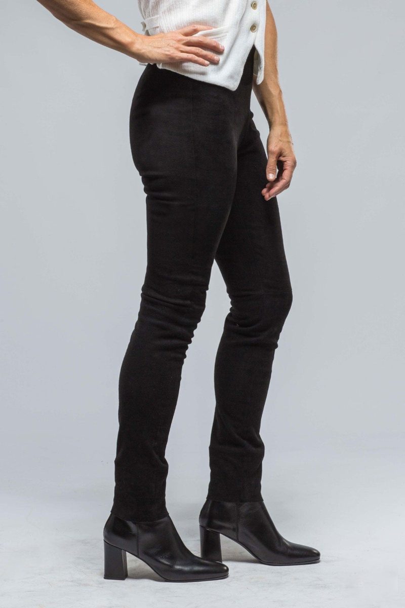 via masini 80 tania stretch suede pant in black ladies pants axels vail 38561011007722