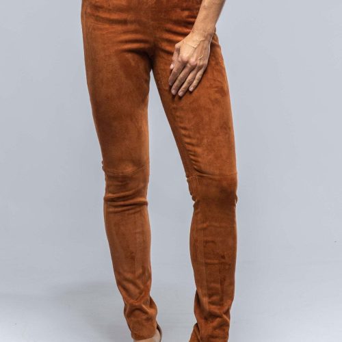 via masini 80 tania stretch suede pant in cognac ladies pants axels vail 38244986388714