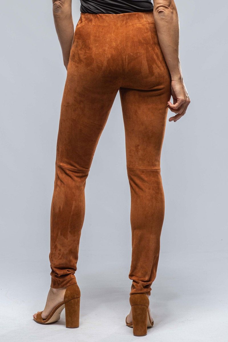 via masini 80 tania stretch suede pant in cognac ladies pants axels vail 38244986781930