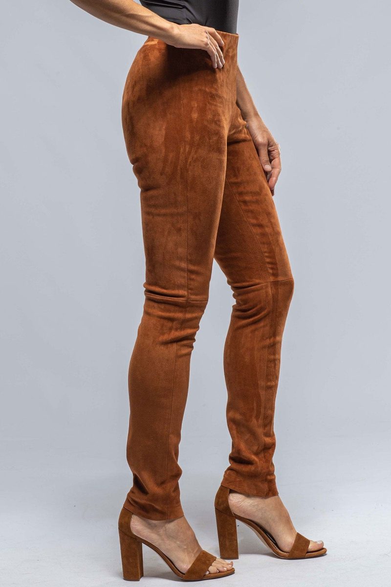 via masini 80 tania stretch suede pant in cognac ladies pants axels vail 38244986978538