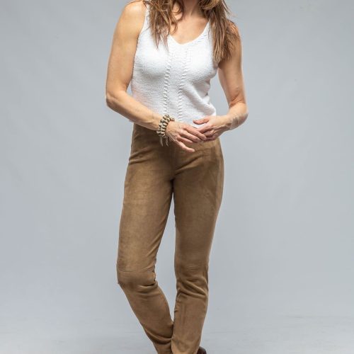 via masini 80 tania stretch suede pant in desert sand ladies pants axels vail 37011717849322