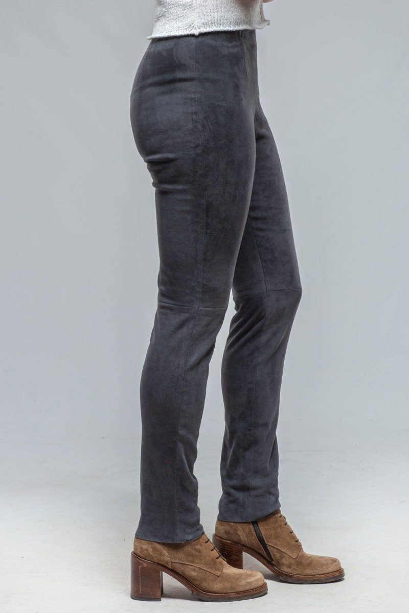 via masini 80 tania vegan suede pant in steel blue ladies pants axels vail 36795925102826