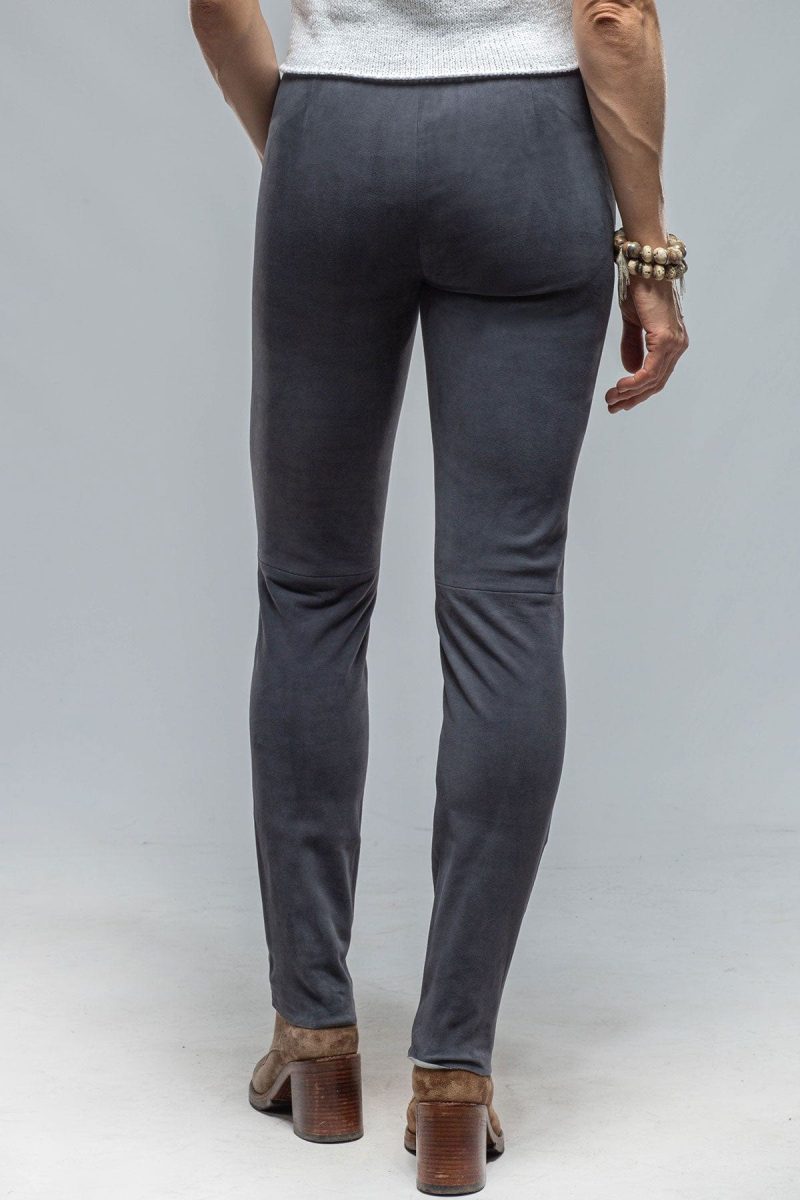 via masini 80 tania vegan suede pant in steel blue ladies pants axels vail 36795925561578