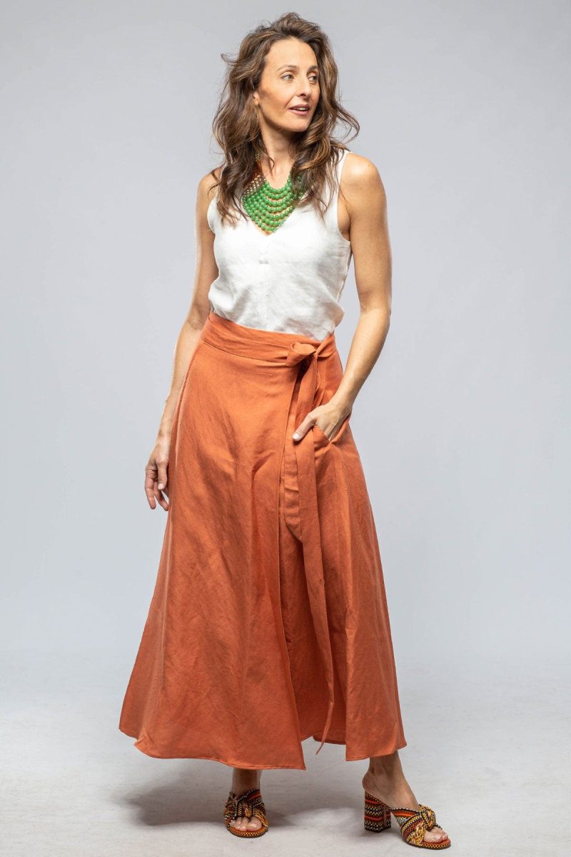 voz casandra wrap linen skirt in persimmons ladies skirts axels vail 39966420893930