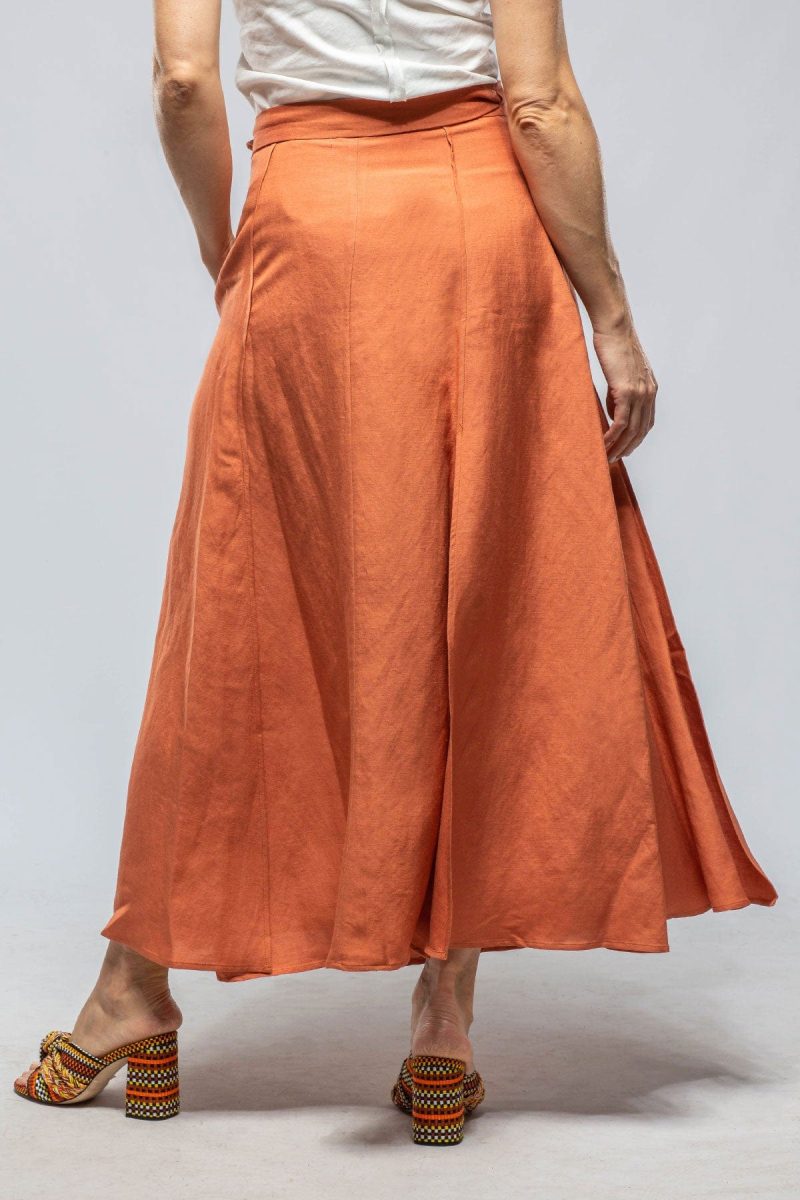 voz casandra wrap linen skirt in persimmons ladies skirts axels vail 39966420926698