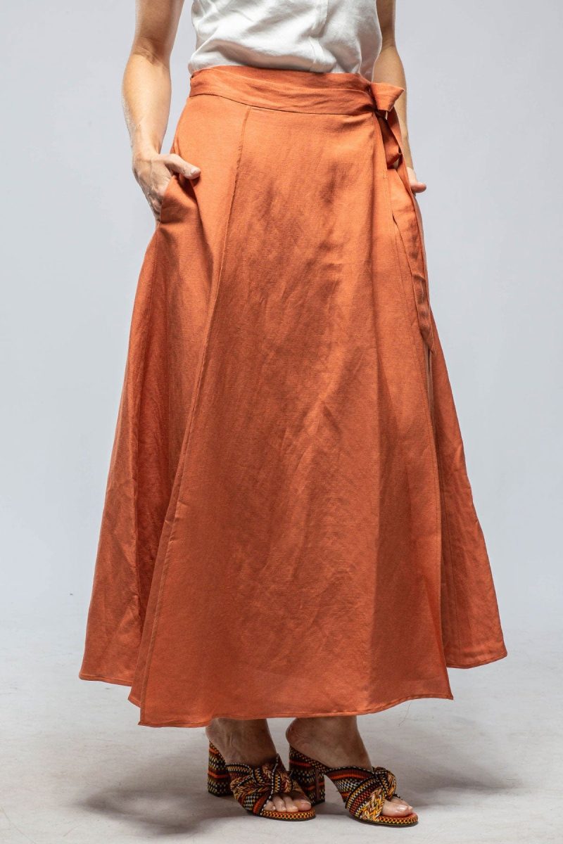 voz casandra wrap linen skirt in persimmons ladies skirts axels vail 39966420959466