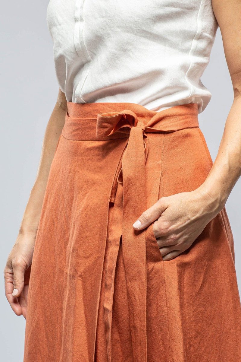 voz casandra wrap linen skirt in persimmons ladies skirts axels vail 39966420992234