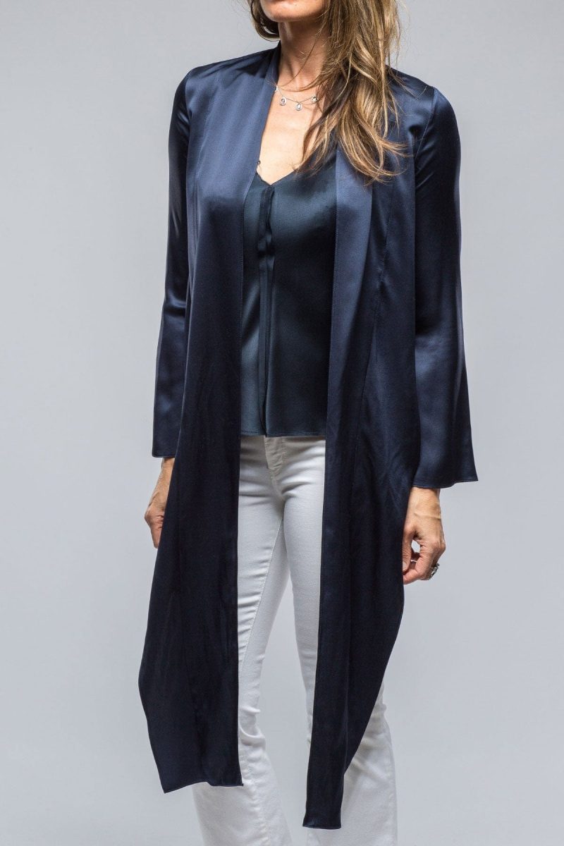 voz frontward wrap blouse in navy ladies blouses axels vail 39147648712938