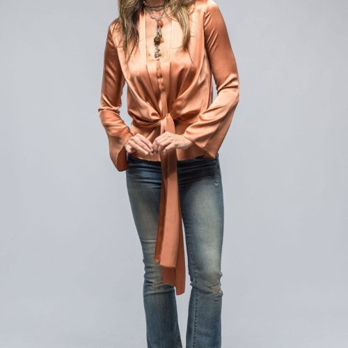 voz frontward wrap blouse in terracotta ladies blouses axels vail 39147644944618