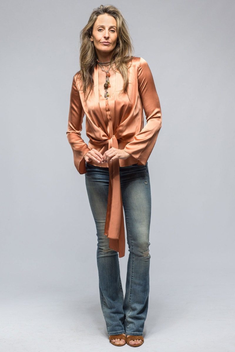 voz frontward wrap blouse in terracotta ladies blouses axels vail 39147644944618