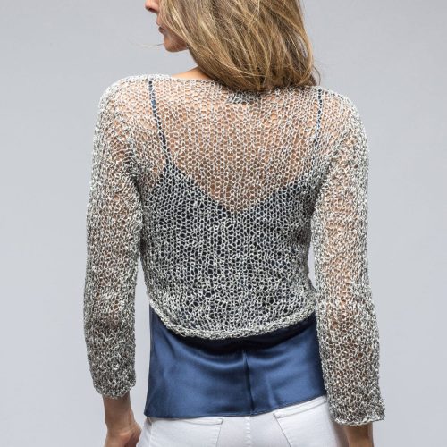 voz marissa loose knit crop l s top in stone ladies tops axels vail 39117065584874