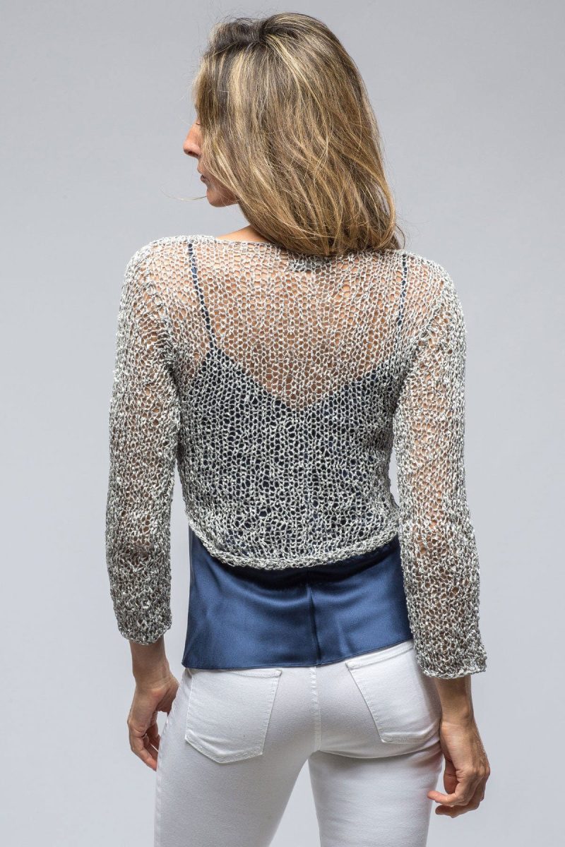 voz marissa loose knit crop l s top in stone ladies tops axels vail 39117065584874