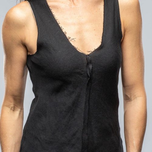 voz salamanca raw edge linen tank in black ladies blouses axels vail 39889718214890