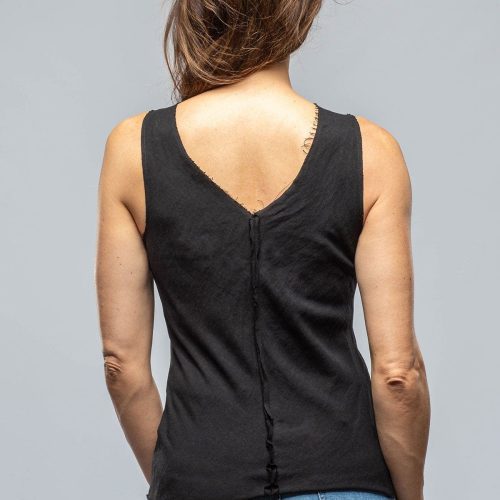 voz salamanca raw edge linen tank in black ladies blouses axels vail 39889718247658