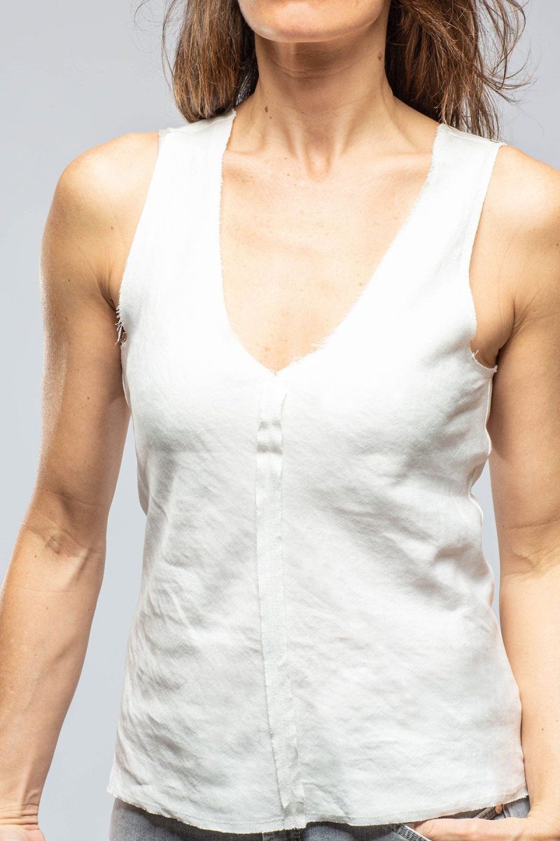 voz salamanca raw edge linen tank in ivory ladies blouses axels vail 39889714938090