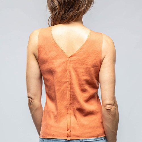 voz salamanca raw edge linen tank in persimmon ladies blouses axels vail 39889715855594